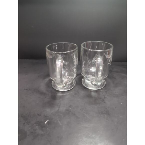 Etched Glass Coffee Mugs, His & Hers Pedestal Cups, Set of 2, Couples Coffee Set - Picture 4 of 9